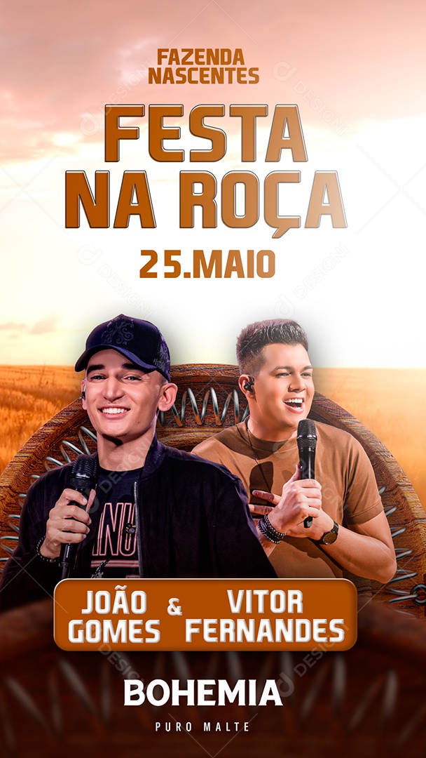 Story Festa Na Roça João Gomes & VItor Fernandes Flyer Social Media PSD Editável