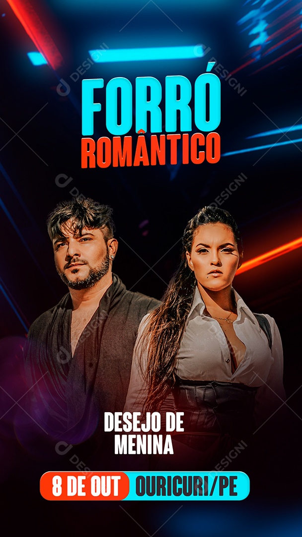 Story Forró Romântico Desejo de Menina Flyer Social Media PSD Editável