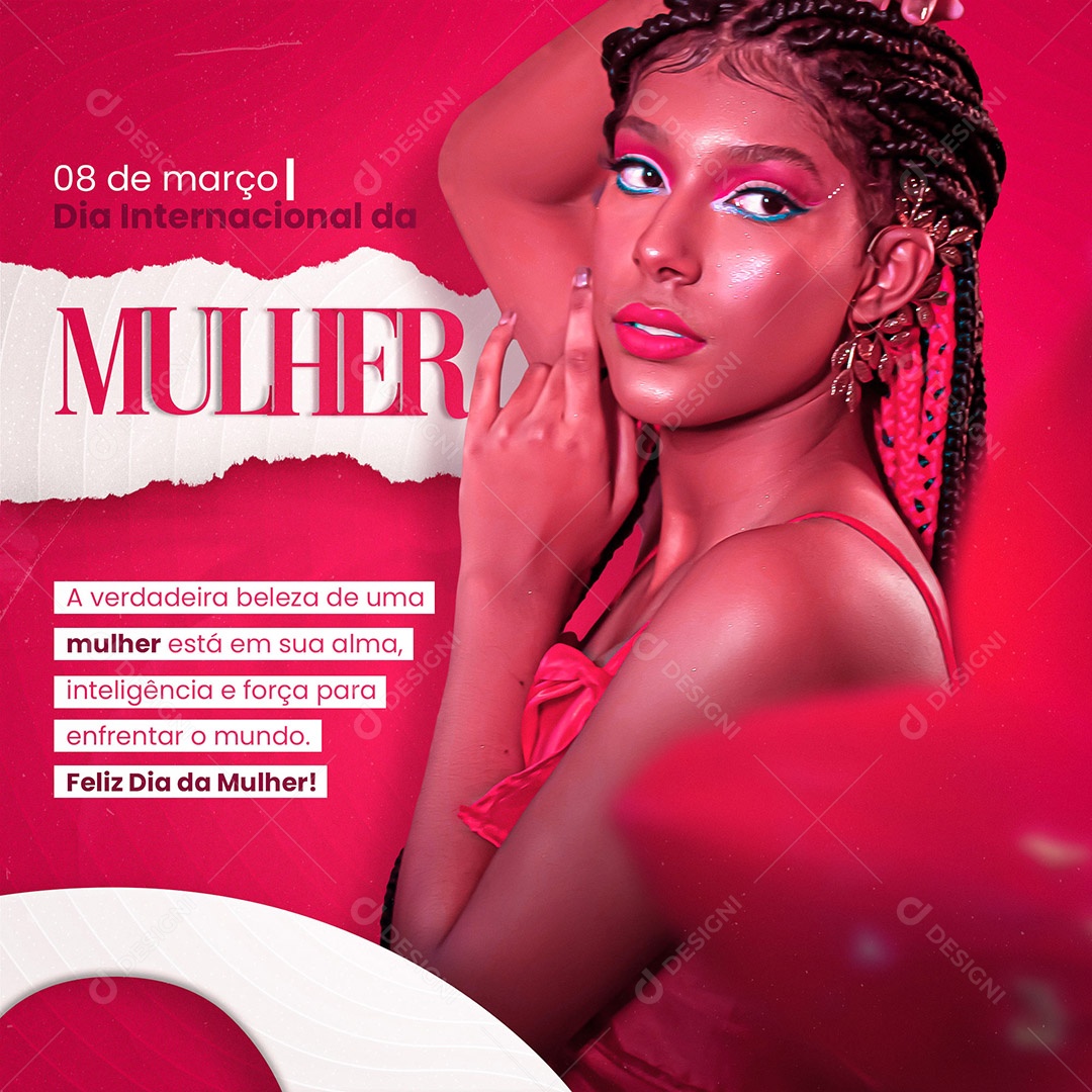 Dia Internacional da Mulher 08 de Março Social Media PSD Editável