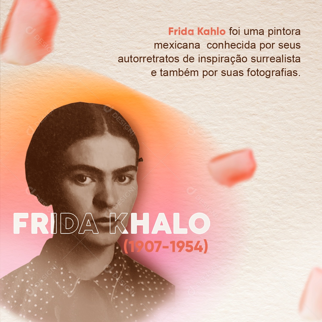 Frida Kahlo Foi Uma Pintora Mexicana Conhecida Por Seus Autorretratos de Inspiração Surrealista e Também Por Suas Fotografias Social Media PSD Editável