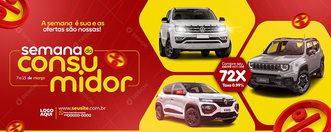 Banner A Semana é Sua e As Ofertas São Nossas Concessionária Semana do Consumidor Social Media PSD Editável