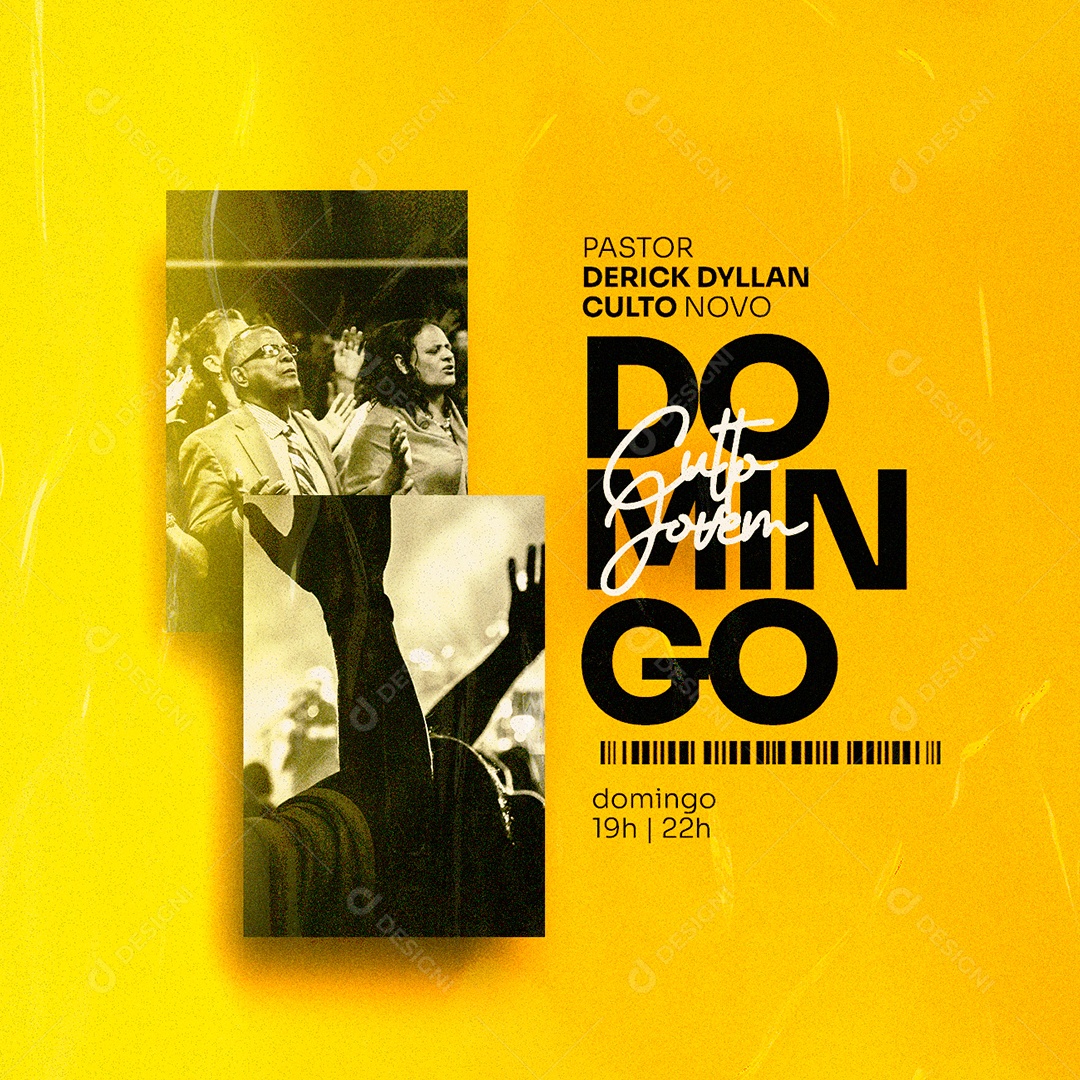 Pastor Derick Dyllan Culto Novo Gospel Flyer Social Media PSD Editável