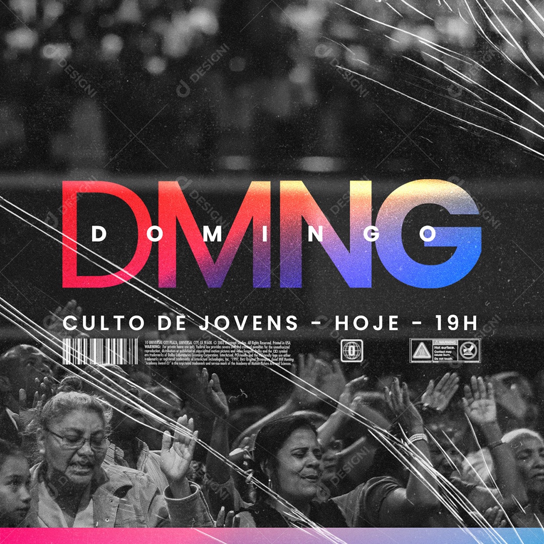 Culto de Jovens Domingo Gospel Flyer Social Media PSD Editável
