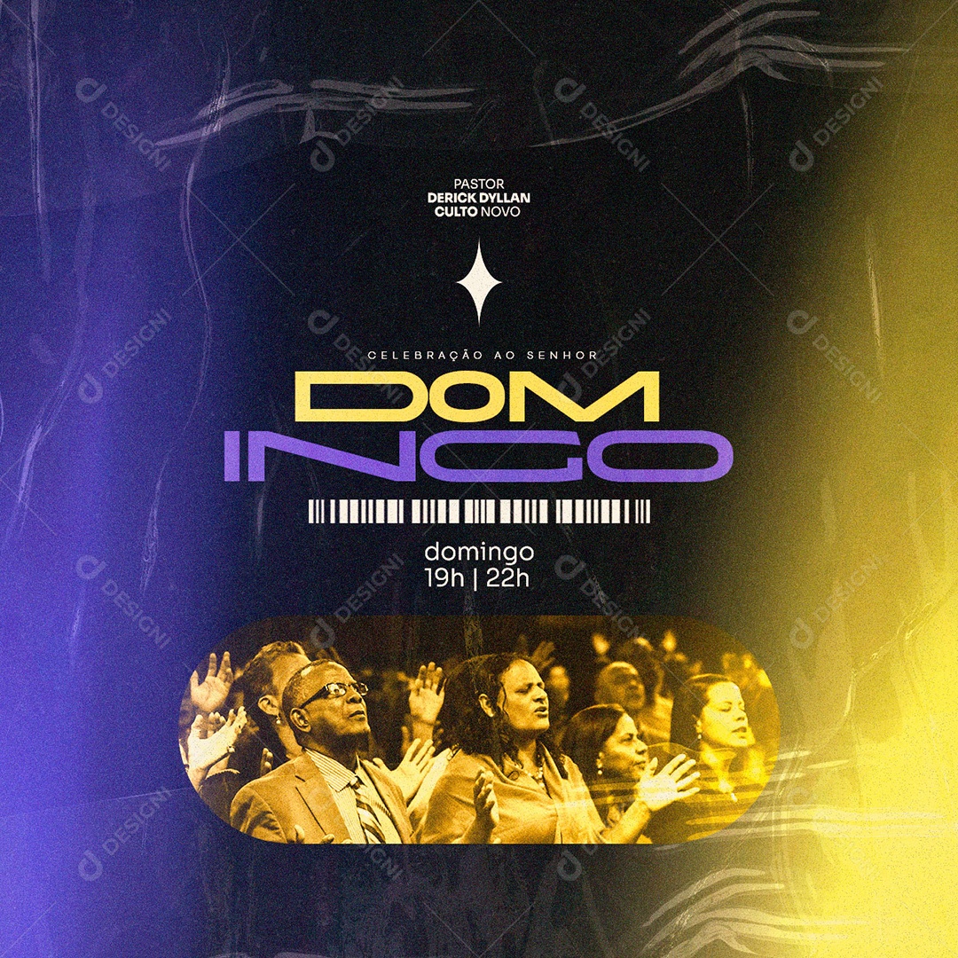 Celebração Ao Senhor Domingo Gospel Flyer Social Media PSD Editável