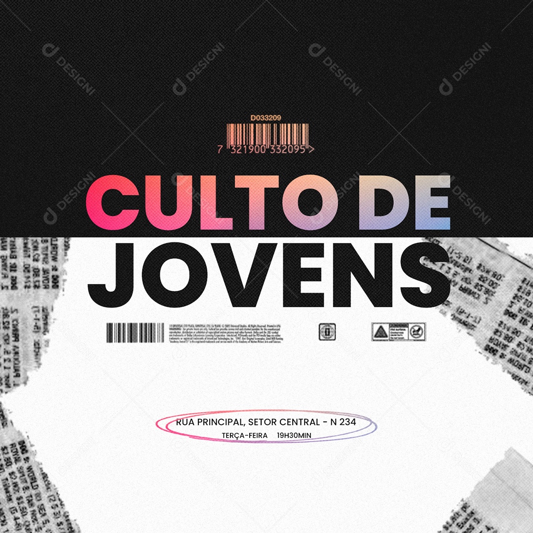 Culto De Jovens Gospel Flyer Social Media PSD Editável