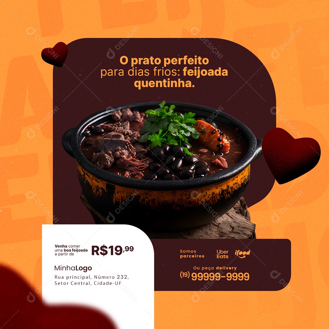 O Prato Perfeito Para Dias Frios Feijoada Quentinha 19,99 Social Media PSD Editável