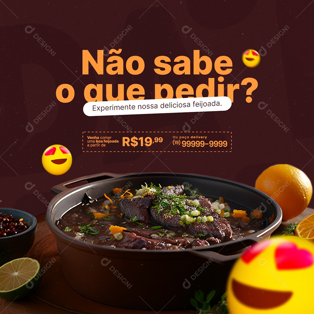 Não Sabe O Que Pedir Feijoada Social Media PSD Editável