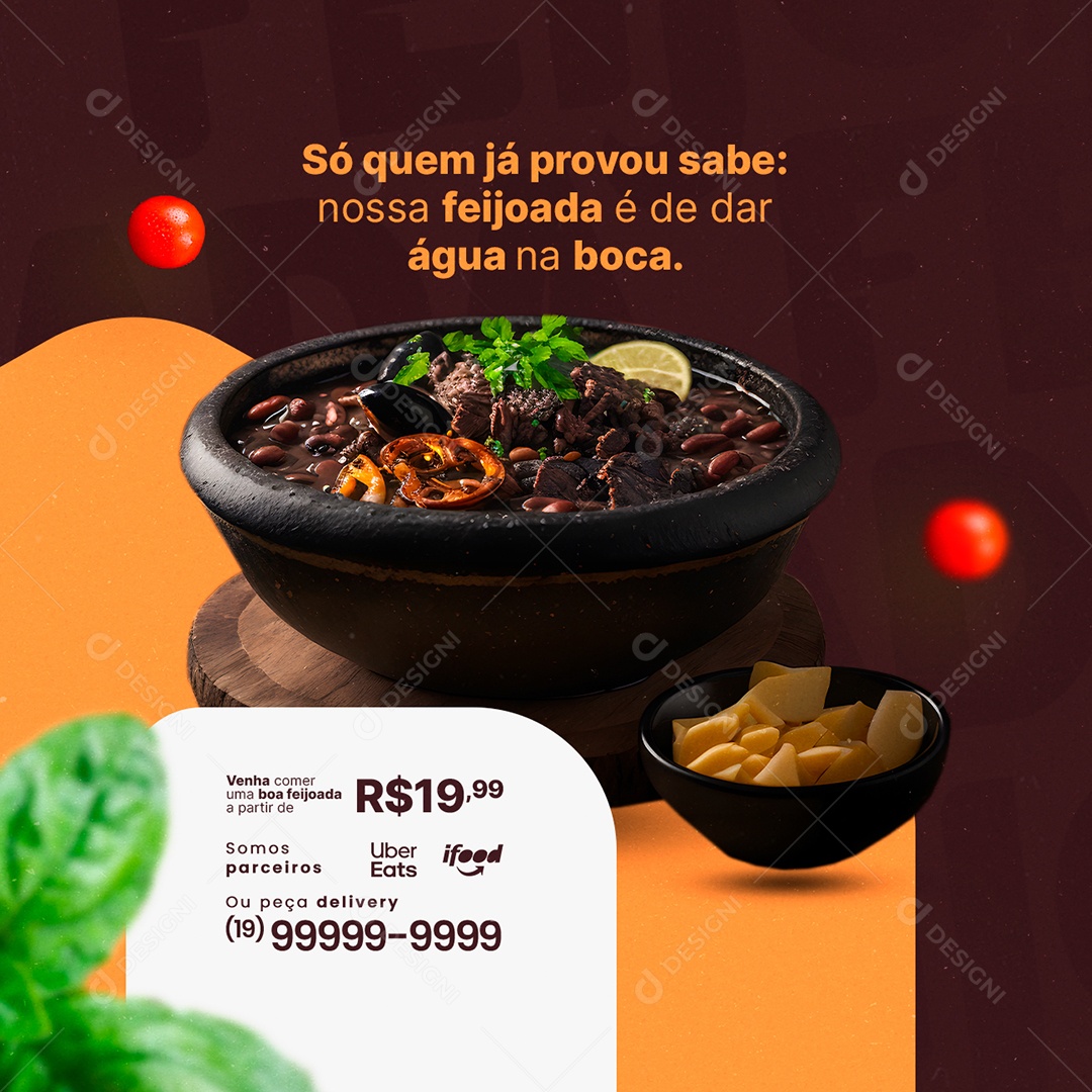 Só Quem Já Provou Sabe Feijoada Social Media PSD Editável
