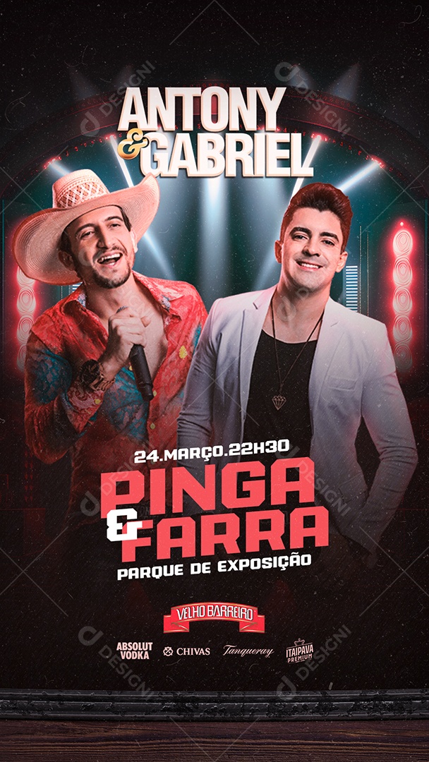 Story Pinga & Farra Antony & Gabriel Flyer Social Media PSD Editável
