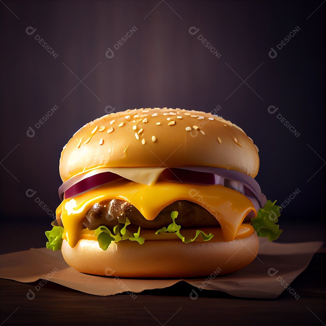 Delicioso hamburguer de carne com queijo
