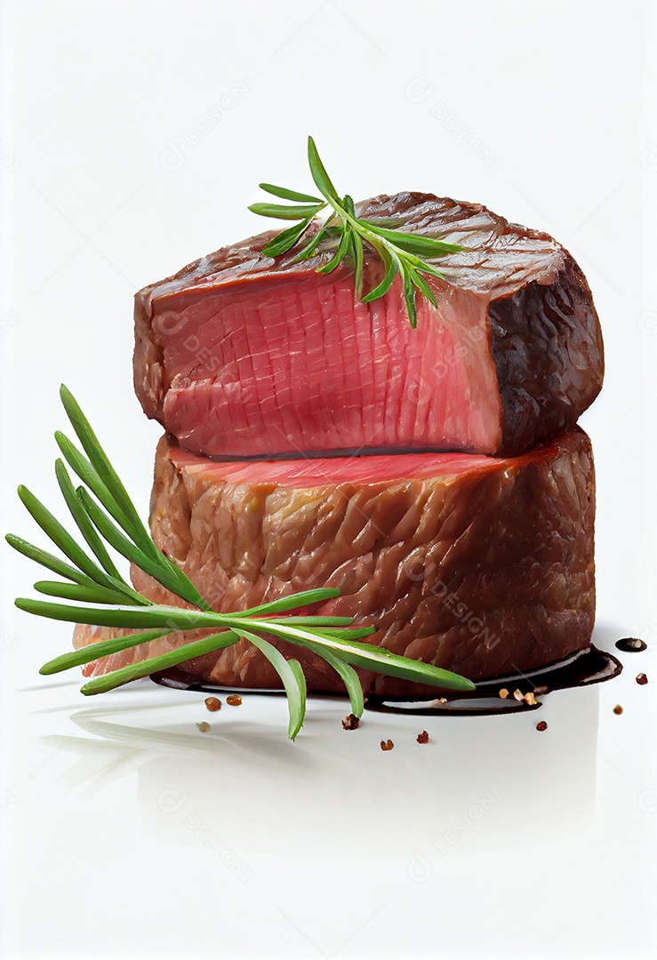 Pedaço de file mignon grelhado isolado no fundo branco