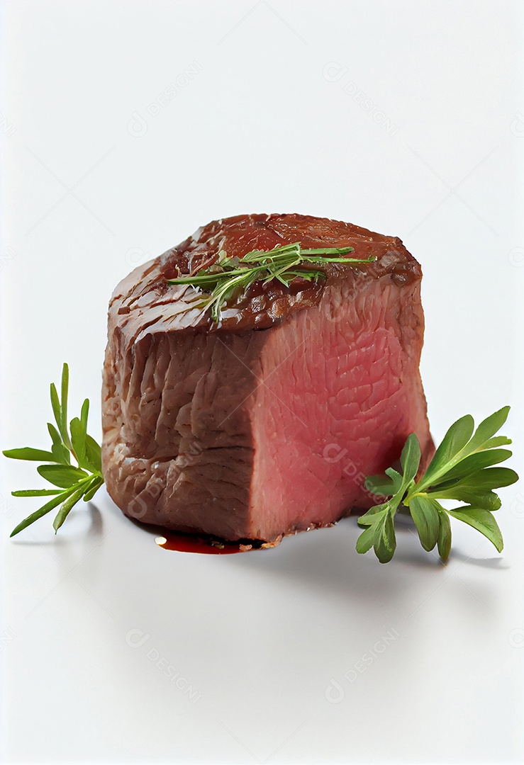 Pedaço de file mignon grelhado isolado no fundo branco