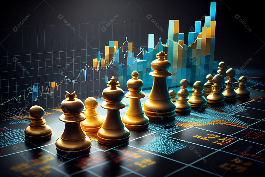 Jogo de xadrez com fundo de gráficos