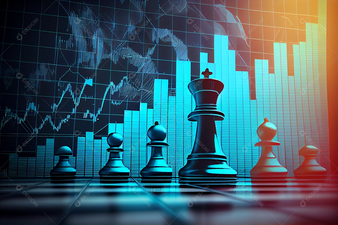 Jogo de xadrez com fundo de gráficos