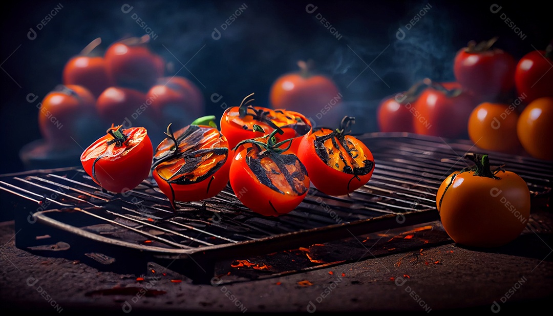 Tomates grelhados na churrasqueiras