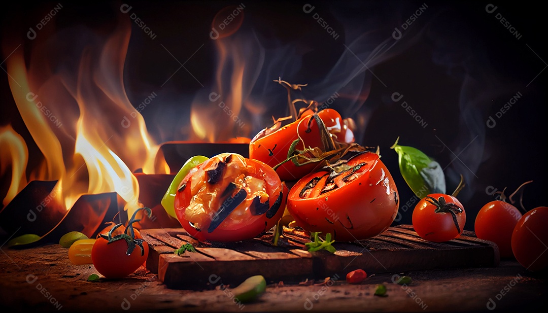 Tomates grelhados na churrasqueira