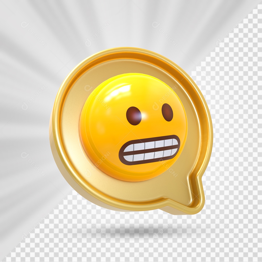 Emoji Dourado Reação Careta Elemento 3D Para Composição PSD