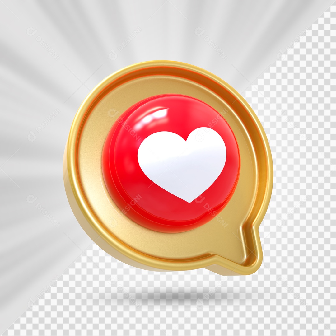 Emoji Dourado De Coração Elemento 3D Para Composição PSD