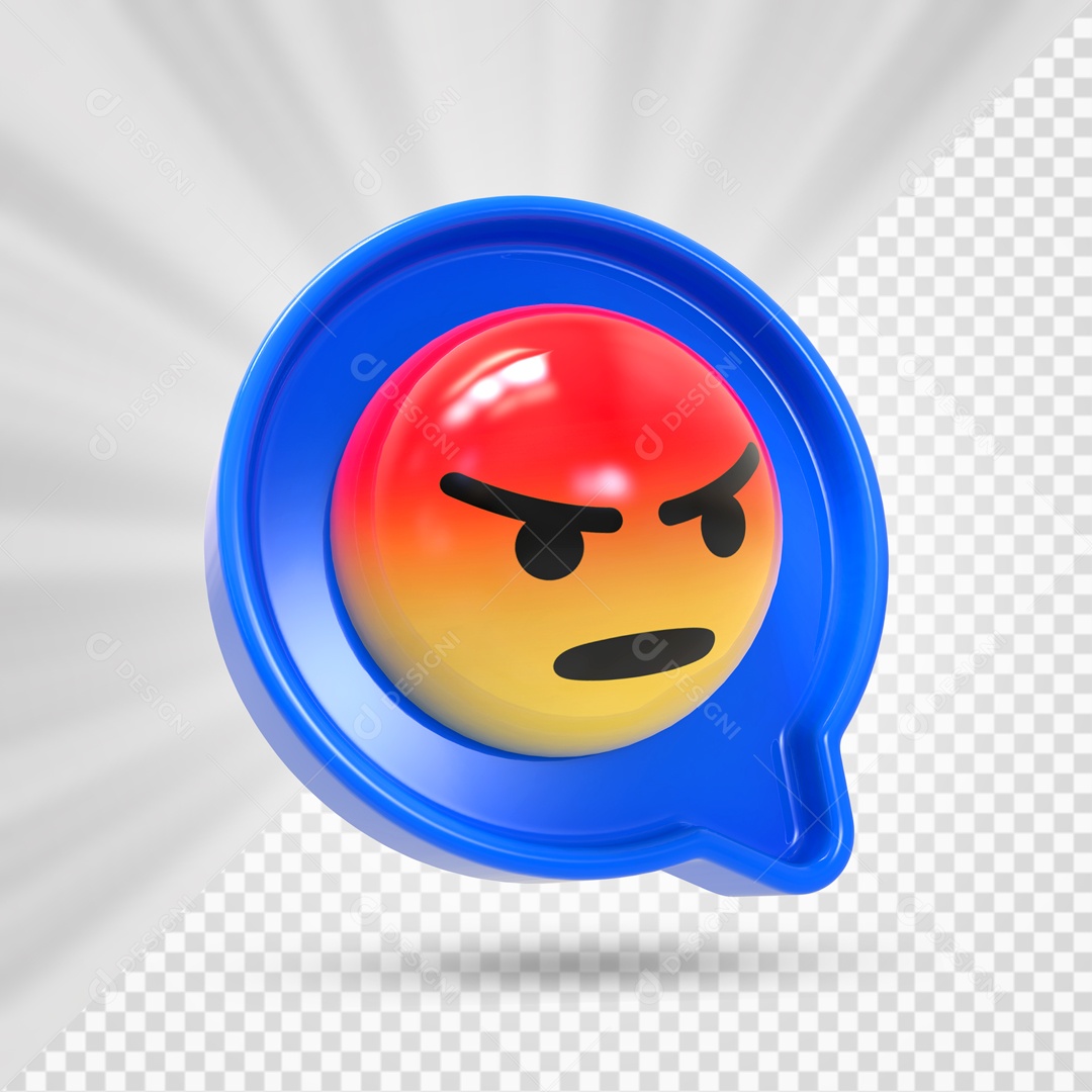 Emoji Azul 3D Reação Raiva Elemento Para Composição PSD