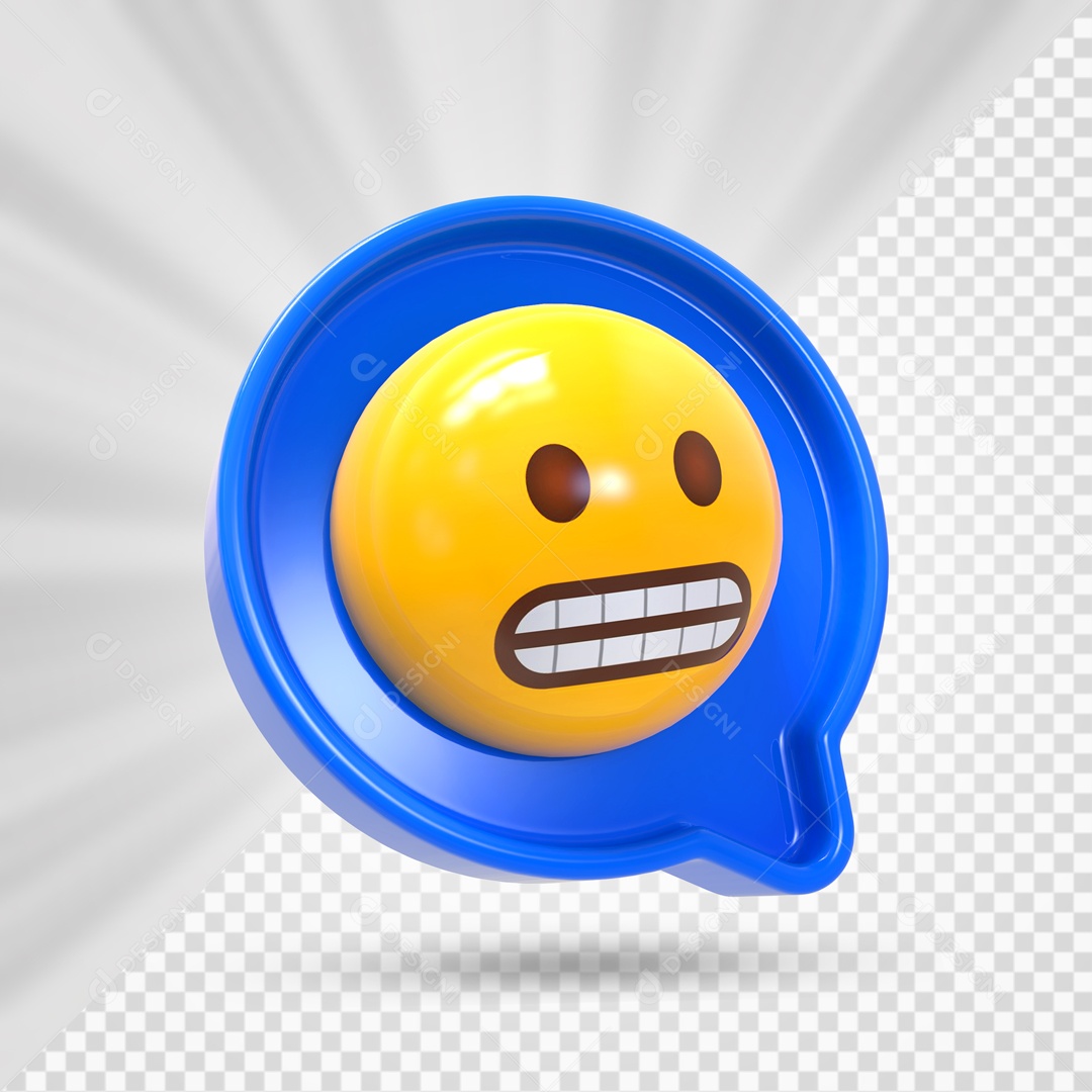 Emoji Azul Reação Careta Elemento 3D Para Composição PSD