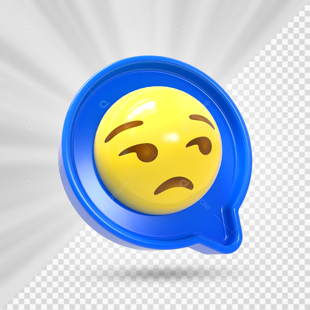 Emoji Azul 3D Reação Entediado Elemento Para Composição PSD