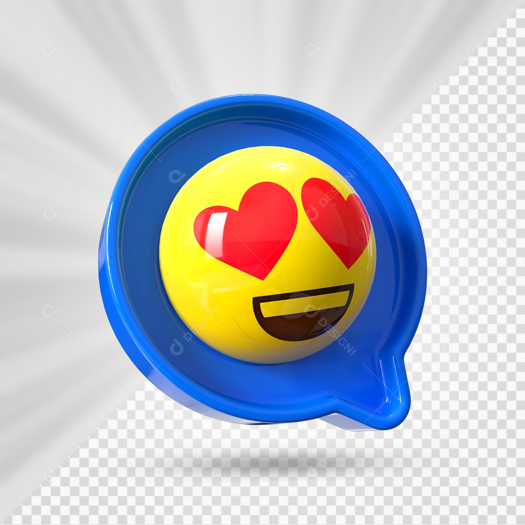 Emoji 3D Reação Apaixonado Olhos De Coração Elemento Para Composição PSD