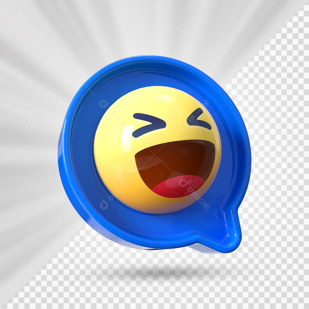 Emoji de Comentário Azul Feliz Elemento 3D Para Composição PSD