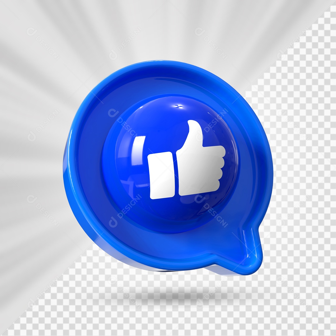Emoji Azul de Like Branco e Azul Elemento 3D Para Composição PSD