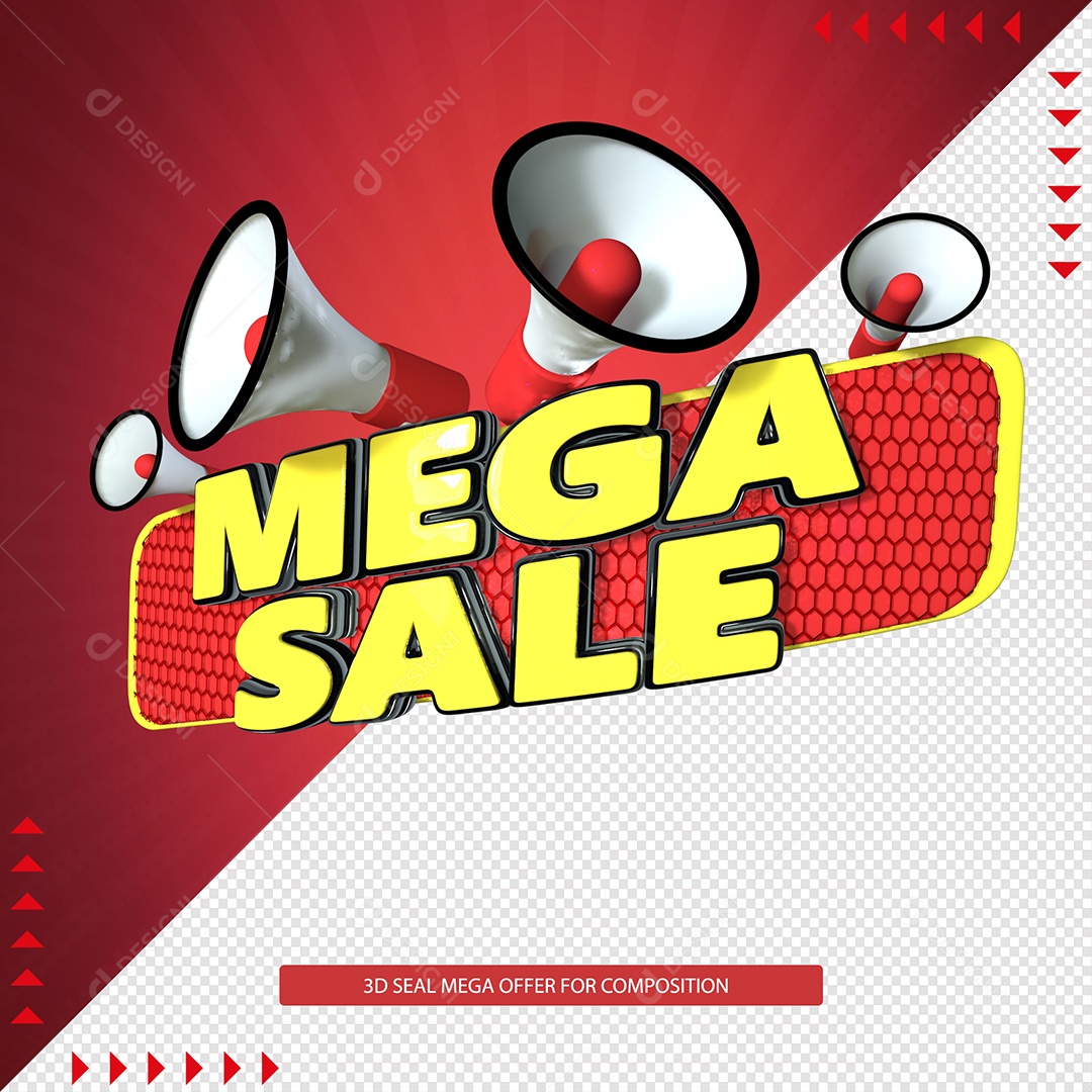 Selo 3D Para Composição Mega Sale PSD