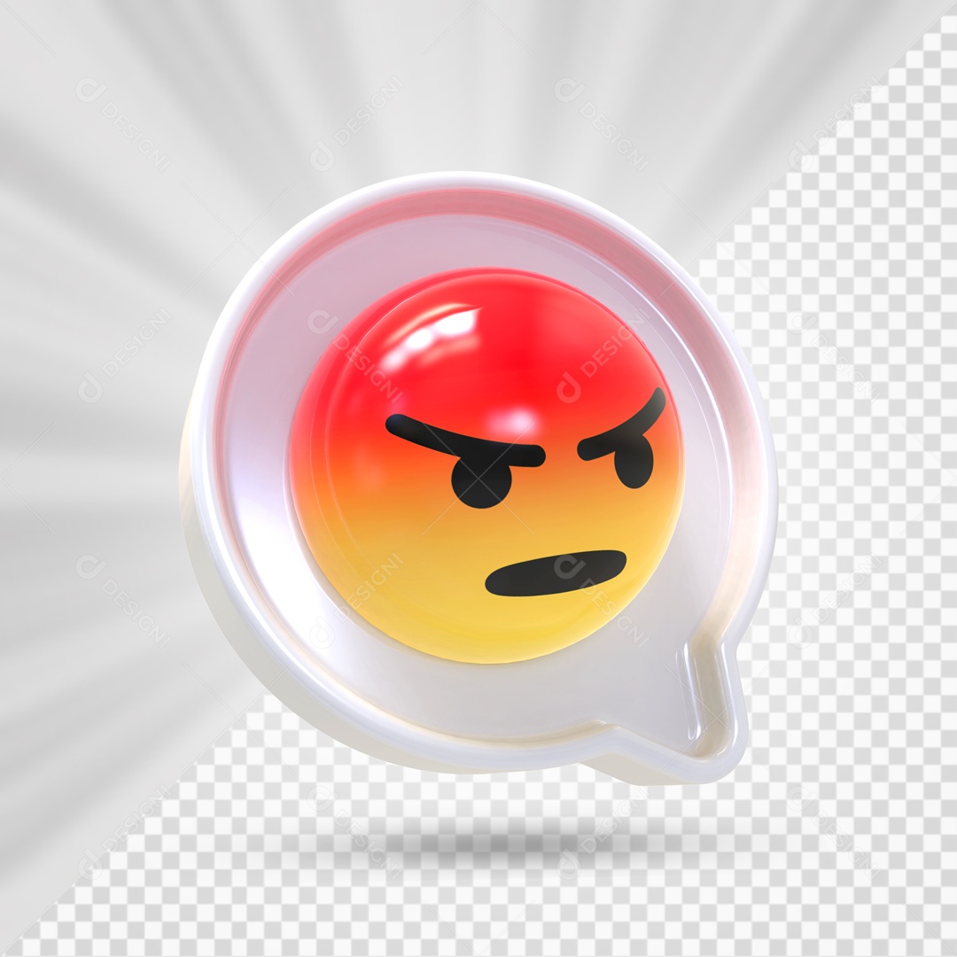 Emoji Branco 3D Reação Raiva Elemento Para Composição PSD
