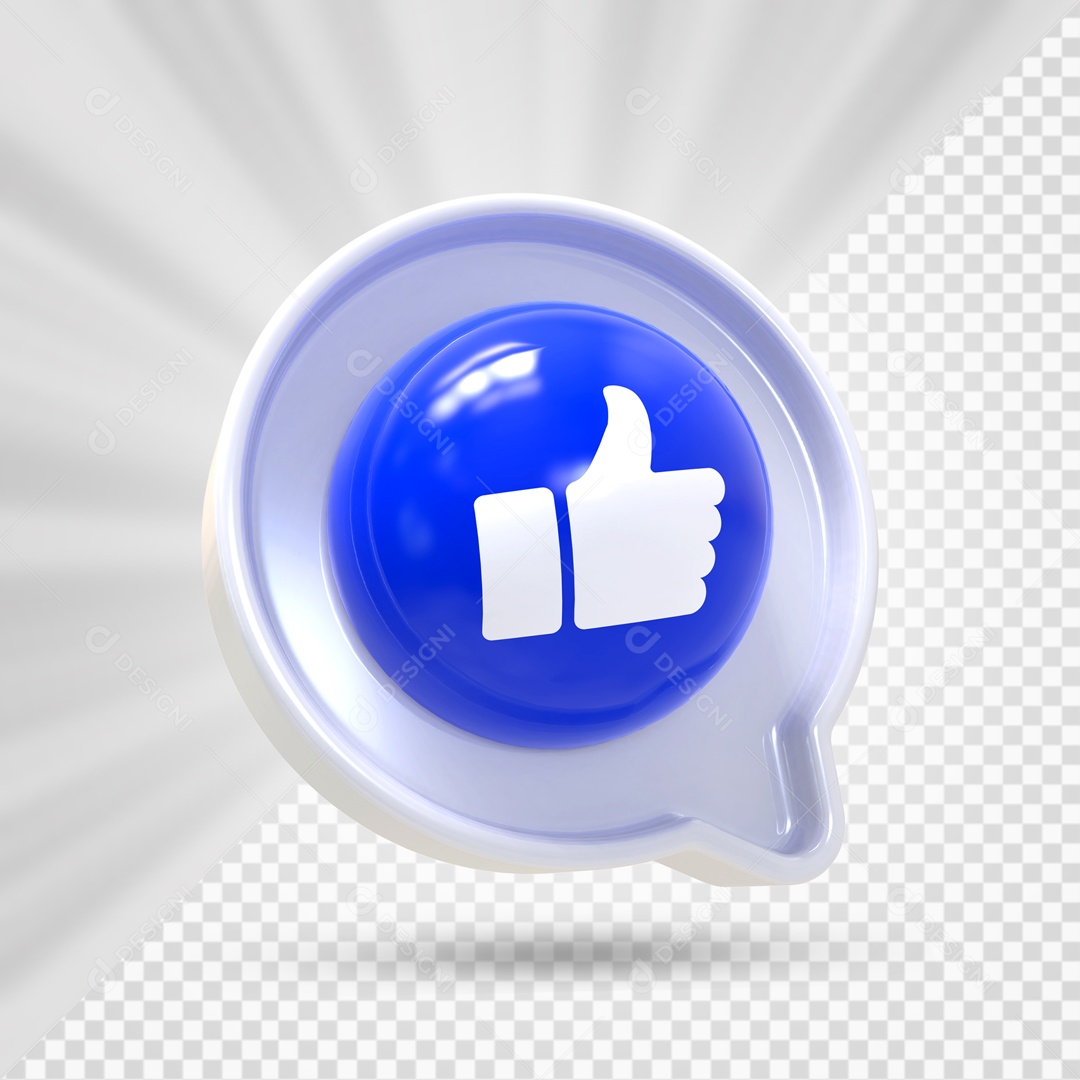 Emoji Branco de Like Branco e Azul Elemento 3D Para Composição PSD