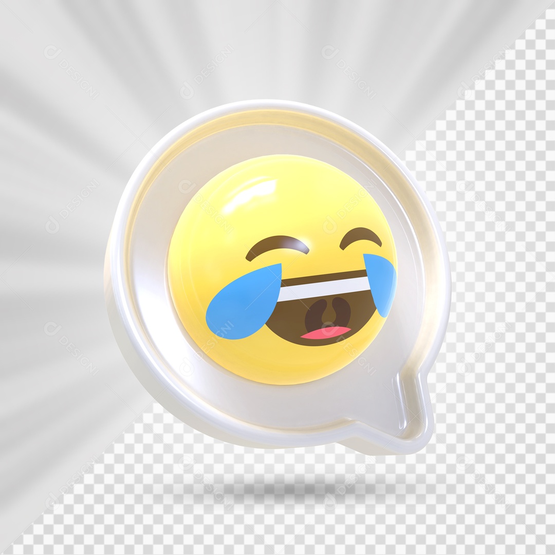 Emoji de Comentário Branco Chorando de Alegria Elemento 3D Para Composição PSD