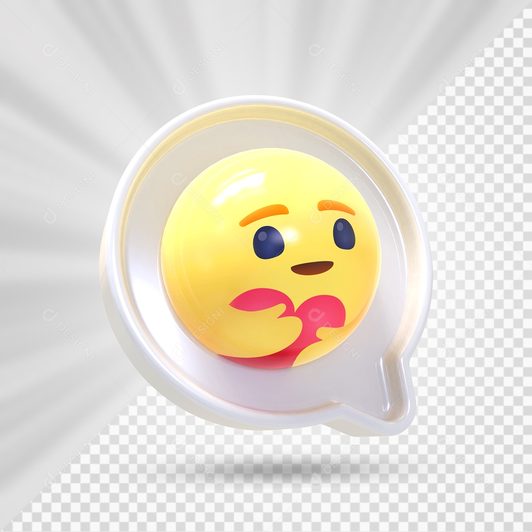 Emoji Branco Feliz E Abraçando O Coração Elemento 3D PSD