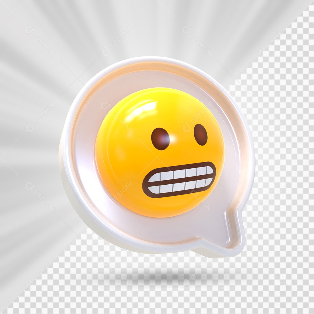 Emoji Branco Reação Careta Elemento 3D Para Composição PSD