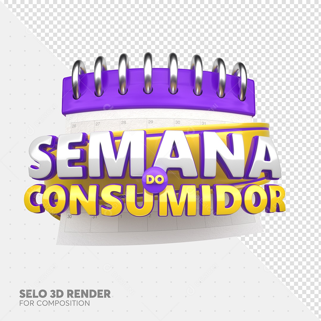 Semana Do Consumidor Selo 3D Amarelo e Roxo Para Composição PSD