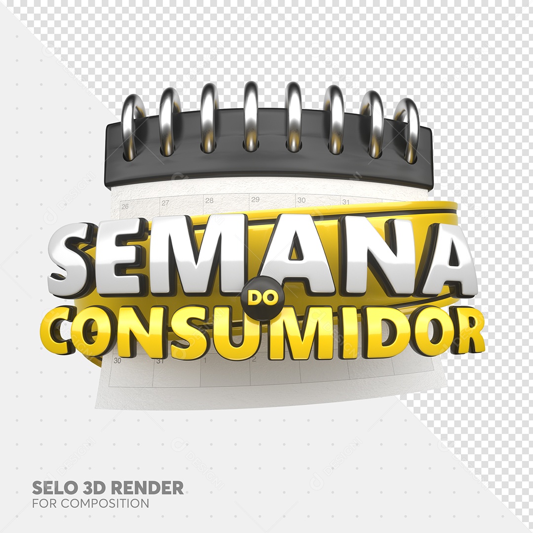 Semana Do Consumidor Selo 3D Amarelo e Vermelho PSD