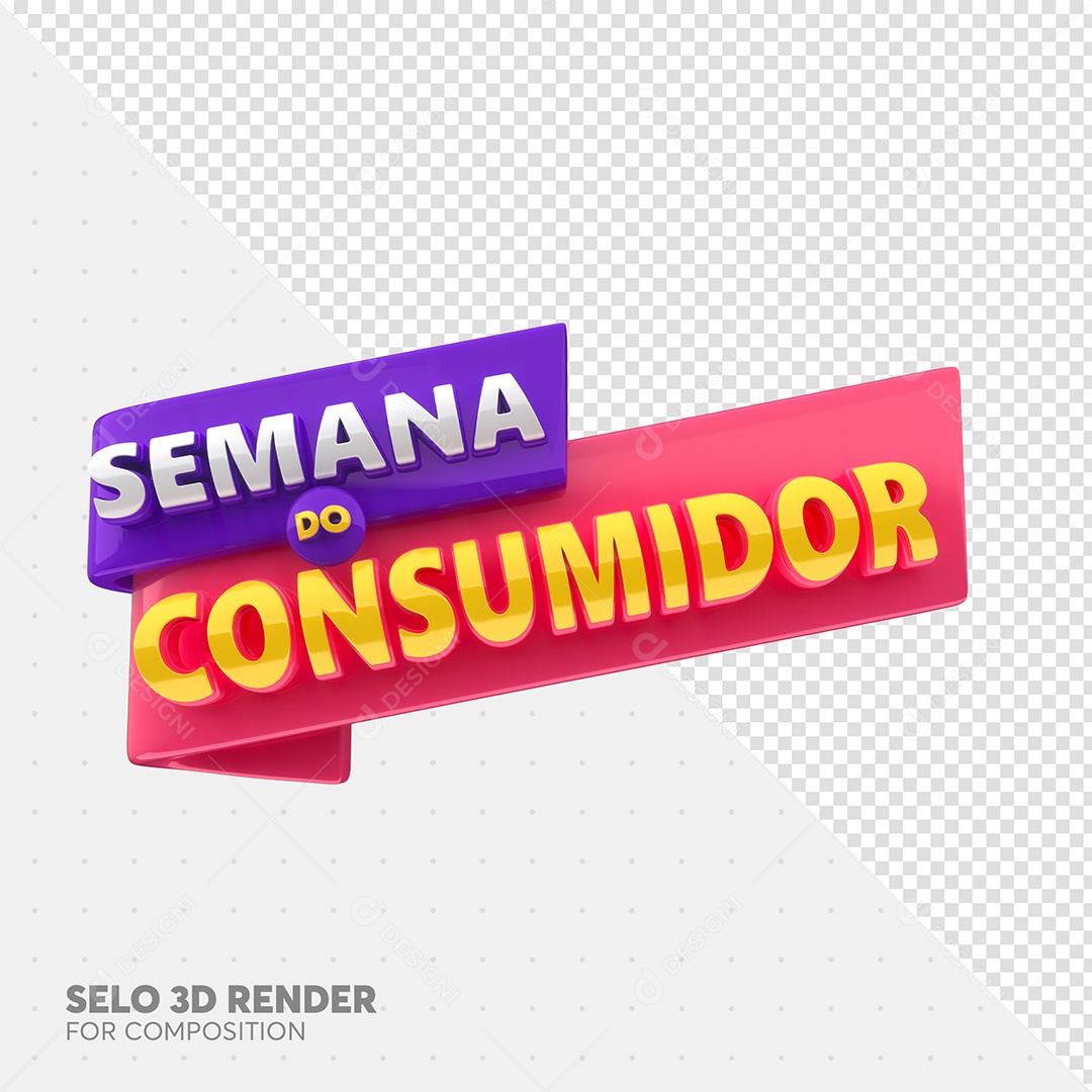 Semana Do Consumidor Selo 3D Roxo e Rosa PSD