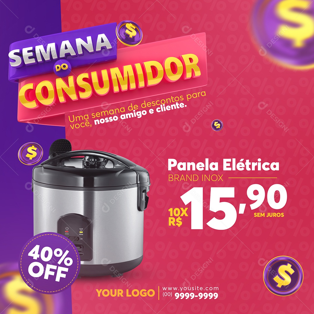 Semana Do Consumidor Panela Elétrica 15,90 Eletrodomésticos Social Media PSD Editável