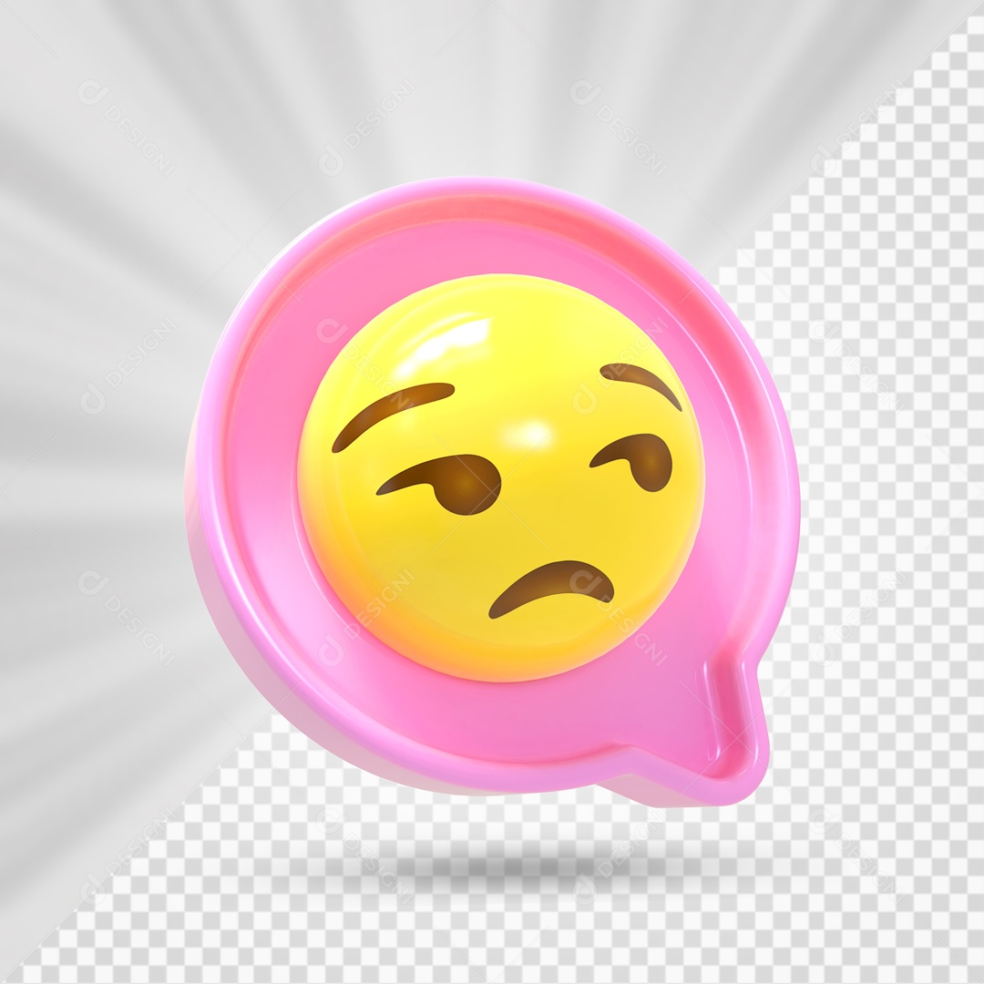 Emoji Rosa Reação Entediado Elemento 3D Para Composição PSD