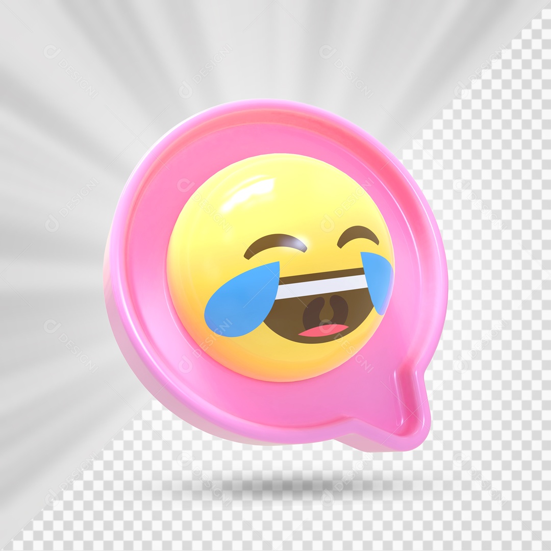 Emoji de Comentário Rosa Chorando de Alegria Elemento 3D Para Composição PSD
