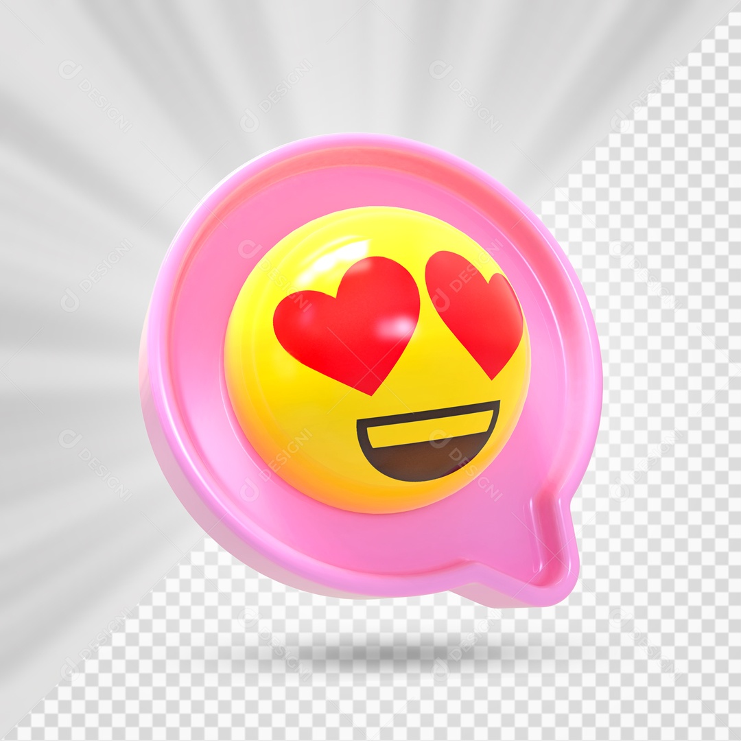 Emoji Rosa Reação Apaixonado Olhos De Coração Elemento 3D Para Composição PSD