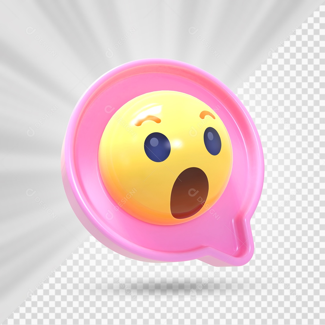 Emoji Rosa Reação Uau Elemento 3D Para Composição PSD