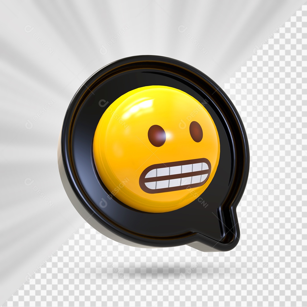Emoji Preto Reação Careta Elemento 3D Para Composição PSD