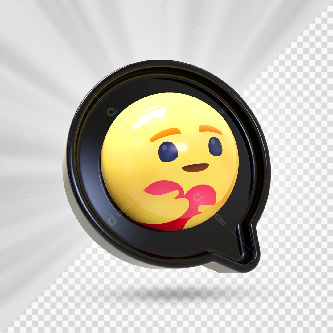Emoji Preto Feliz E Abraçando O Coração Elemento 3D PSD