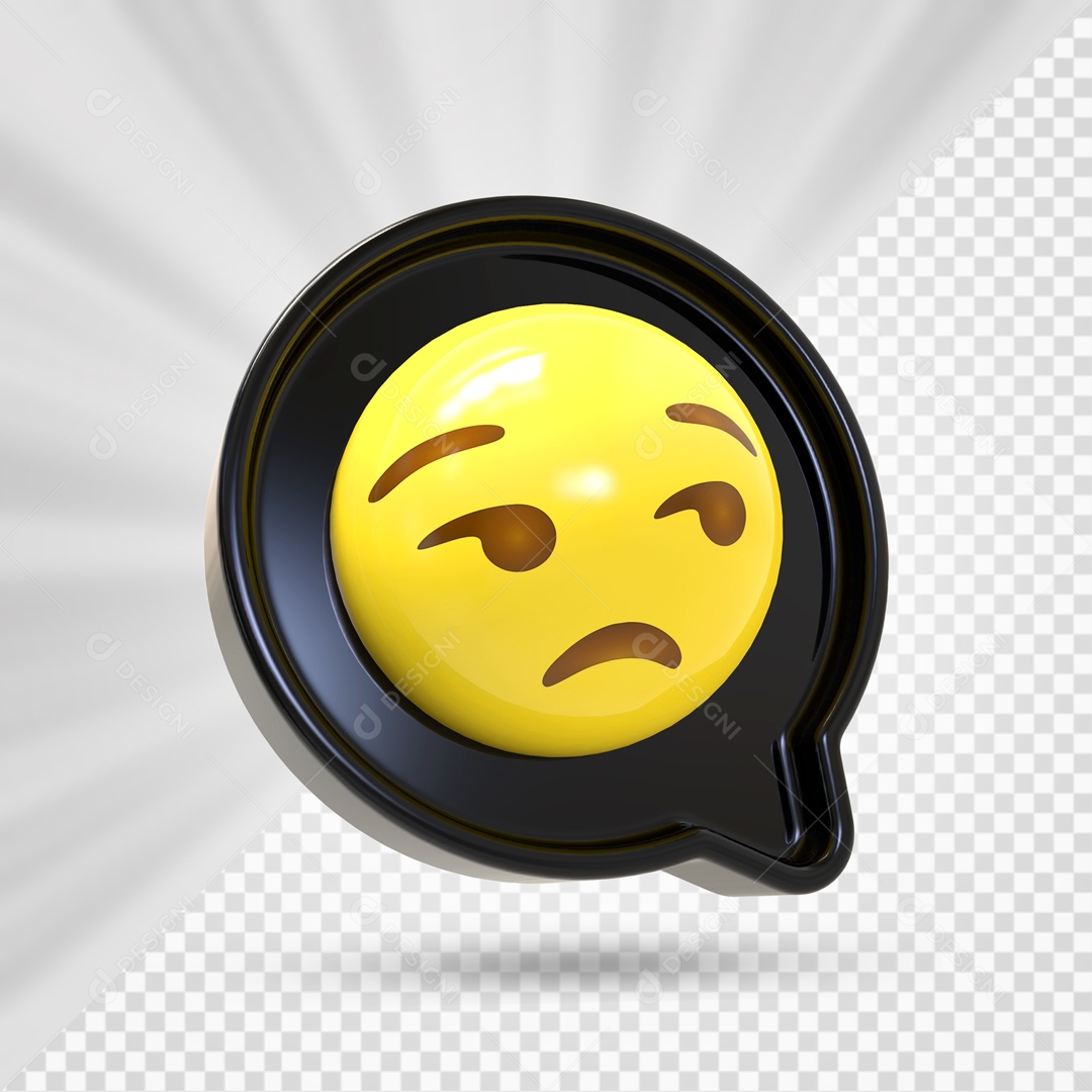 Emoji Preto 3D Reação Entediado Elemento Para Composição PSD