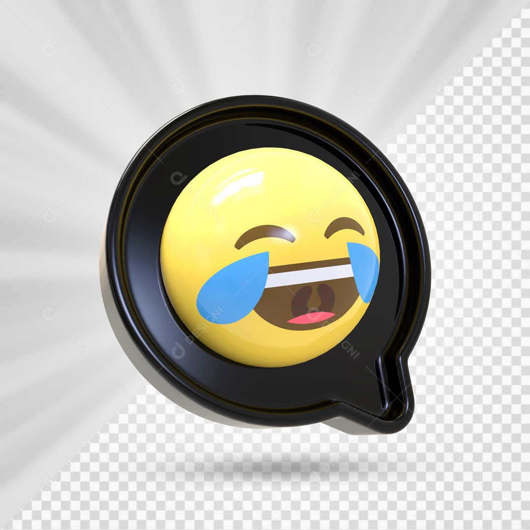 Emoji de Comentário Preto Chorando de Alegria Elemento 3D Para Composição PSD