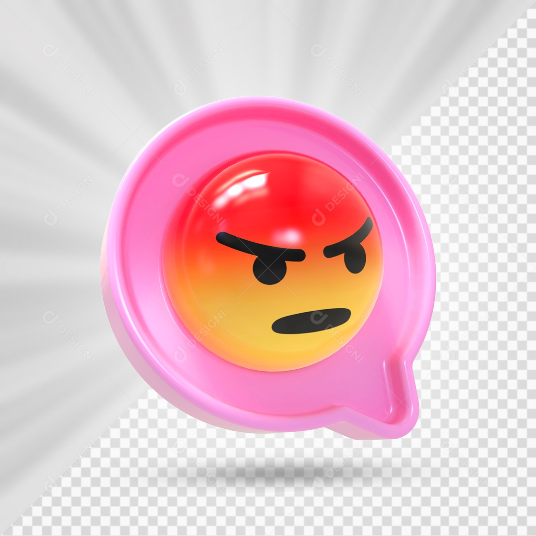 Emoji Rosa 3D Reação Raiva Elemento Para Composição PSD