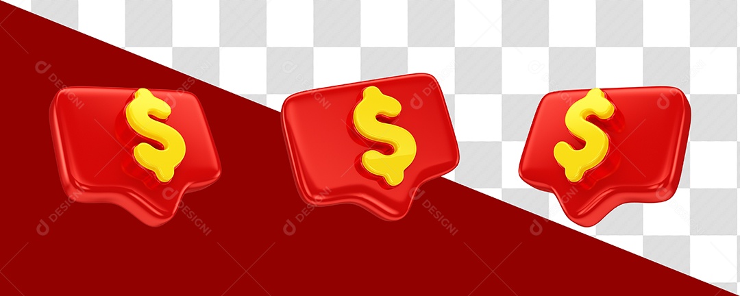 Caixa de Cifrão Elemento 3D Vermelho de Março Imbatível Para Composição PSD