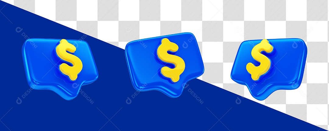 Caixa de Cifrão Elemento 3D Azul de Março Imbatível Para Composição PSD