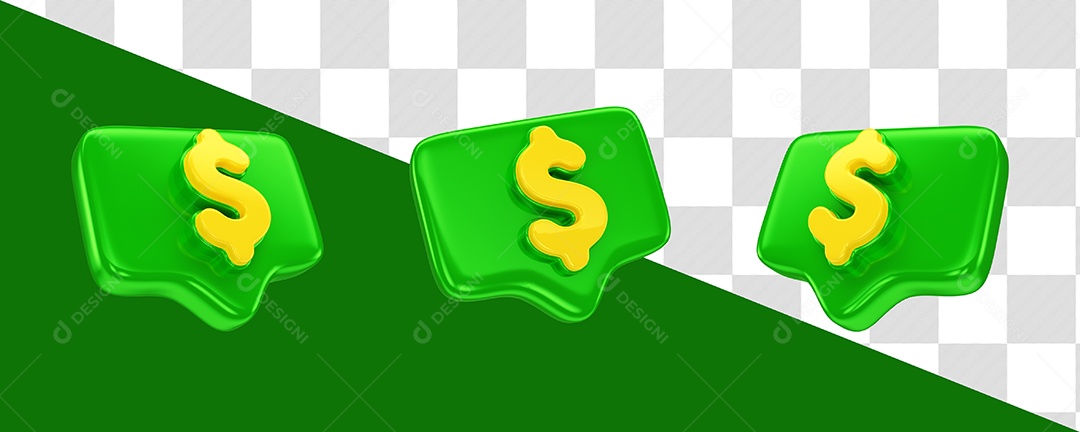 Caixa de Cifrão Elemento 3D Verde de Março Imbatível Para Composição PSD